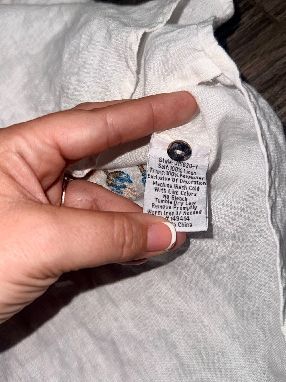 Johnny Was Amara linen oversized Mandarin collar top floral stars embroidery xl - Picture 4 of 6